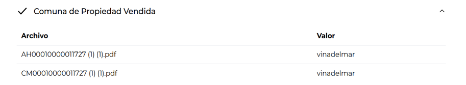 Resultado validando la comuna "vinadelmar" en ambos documentos